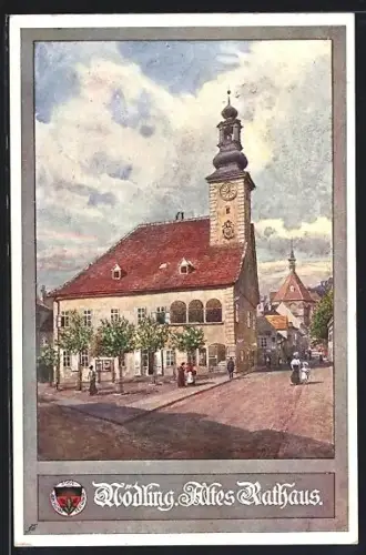Künstler-AK Rudolf Schmidt, Deutscher Schulverein Nr. 386: Mödling, Blick auf altes Rathaus