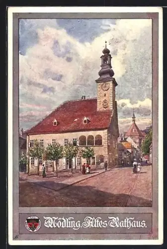 Künstler-AK Rudolf Schmidt, Deutscher Schulverein Nr. 386: Mödling, Blick auf altes Rathaus