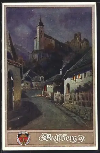 AK Deutscher Schulverein Nr. 181: Krems an der Donau, Rehberg, Strassenpartie bei Nacht