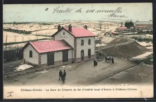 AK Chateau-Chinon, La Gare du Chemin de fer d`Intéret local d`Autun, Bahnhof