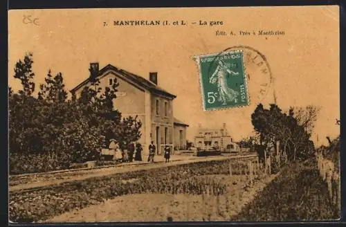 AK Manthelan, La Gare, Bahnhof