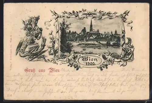 AK Alt-Wien, Panorama im Jahre 1500
