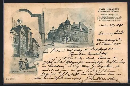 AK Alt-Wien, Fritz Kuranda`s Viennensa-Garten, Fassziehergasse, Spittelberggasse 25