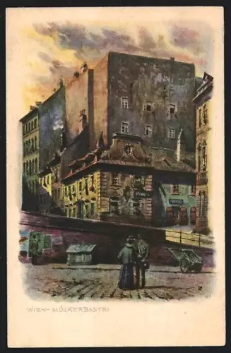 Künstler-AK Wien, Blick zur Mölkerbastei