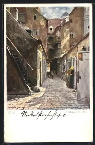 Künstler-AK Wien, Nikolsdorfer Hof, Altwiener Hof