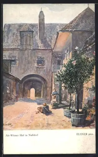 AK Alt-Wien, Nussdorf, Hof mit Brunnen