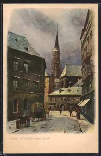 Künstler-AK Wien, Partie an der Michaelerkirche