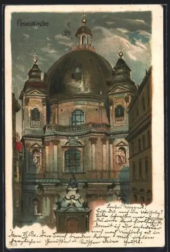 Künstler-AK sign. Rosenberger: Wien, Peterskirche, Teilansicht