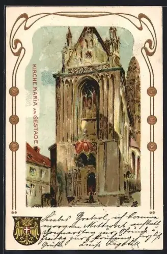 Lithographie Wien, Kirche Maria am Gestade