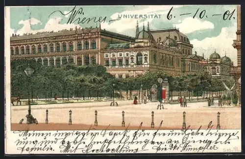 Lithographie Wien, Blick auf die Universität