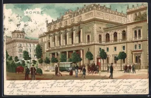 Lithographie Wien, Blick auf die Börse
