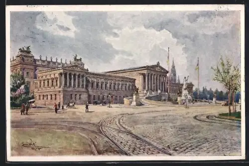 Künstler-AK Erwin Pendl: Wien, Blick auf das Parlament