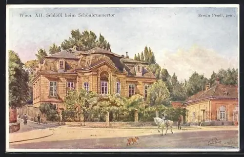 Künstler-AK Erwin Pendl: Wien, Schlössl beim Schönbrunnertor