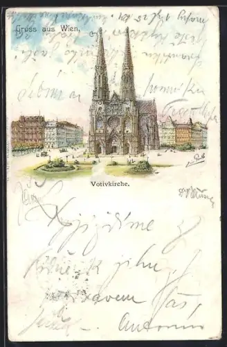 Künstler-AK Erwin Pendl: Wien, Blick auf die Votivkirche