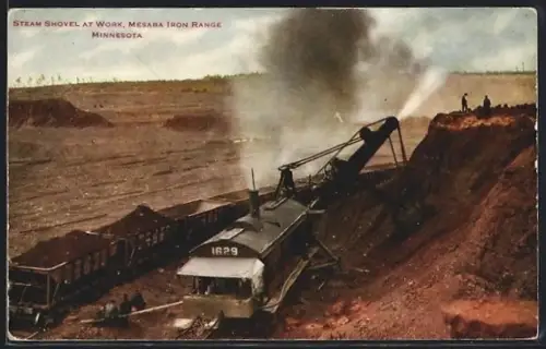 AK Mesaba Iron Range, Steam Shovel at work, Eisen-Bergbau