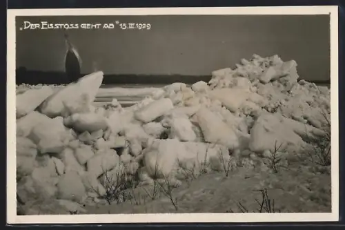 AK Der Eisstoss geht ab, 15. März 1929, Lawine