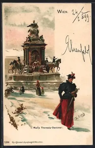 Lithographie Wien, Maria-Theresia-Denkmal