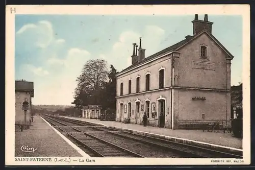 AK Saint-Paterne /Indre et Loire, La Gare, Bahnhof