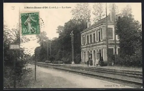 AK Notre-Dame-d`Oe /Indre-et-Loire, La Gare, Bahnhof