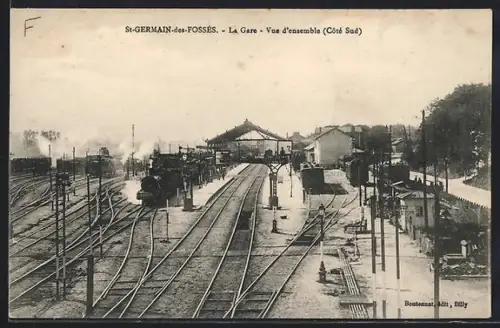 AK St-Germain-des-Fossés, La Gare, Vue d`ensemble, Côté Sud