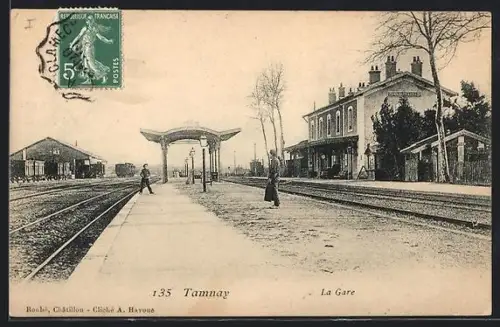 AK Tamnay-Chatillon, Intérieur de la Gare, Bahnhof von der Gleisseite