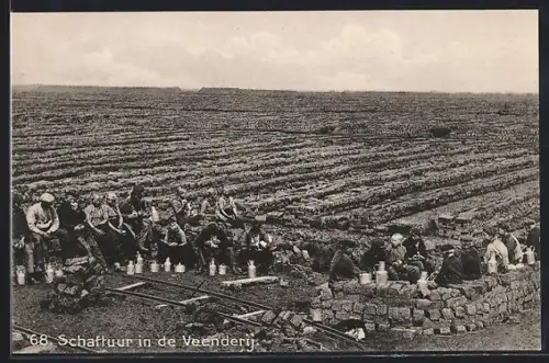 AK Arbeiter bei der Pause, Torf