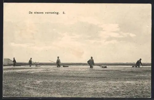 AK Männer bei der Arbeit, Torf