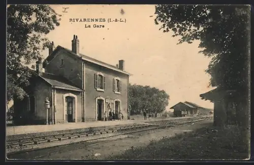 AK Rivarennes /Indre-et-Loire, La Gare, Bahnhof