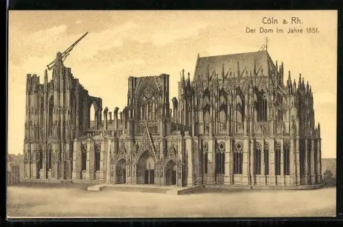 AK Cöln a. Rh., Der Dom im Jahre 1851