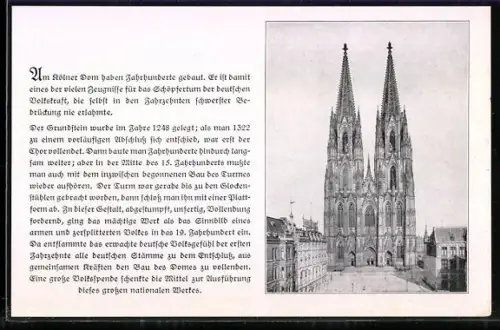 AK Köln, Blick zum Kölner Dom