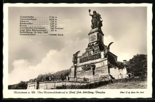 AK Rüdesheim a. Rh., Das Nationaldenkmal v. Prof. Joh. Schilling