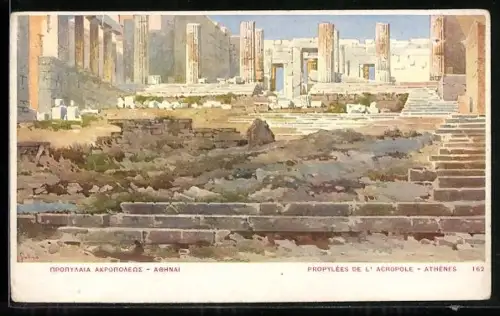 Künstler-AK Athènes, Propylées de l`Acropole