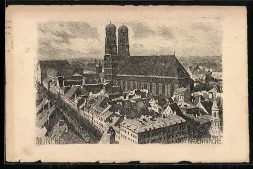 AK München, Blick zur Frauenkirche