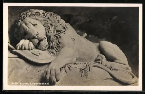 AK Luzern, Löwendenkmal, Verwundeter Löwe