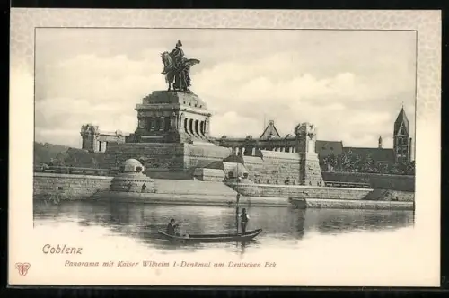 AK Coblenz, Panorama mit Kaiser Wilhelm I Denkmal am Deutschen Eck
