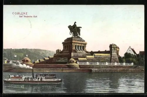AK Koblenz, das deutsche Eck mit Kaiser-Wilhelm-Denkmal