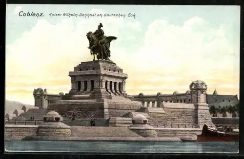 AK Coblenz, Kaiser-Wilhelm-Denkmal am Deutschen Eck