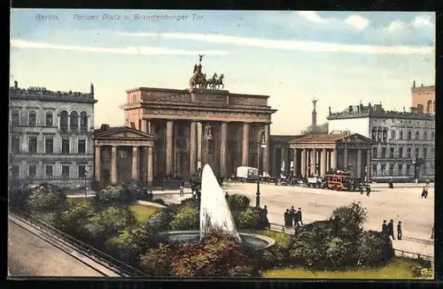 AK Berlin, Pariser Platz und Brandenburger Tor