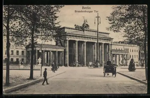 AK Berlin, Kutsche vor dem Brandenburger Tor