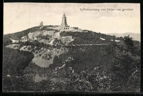 AK Kyffhäuserberg, Blick von Süden mit Denkmal