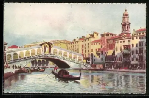 AK Venezia / Venedig, Ponte di Rialto, Panorama mit Brücke