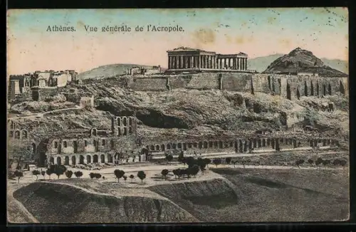 AK Athènes, Vue générale de l`Acropole