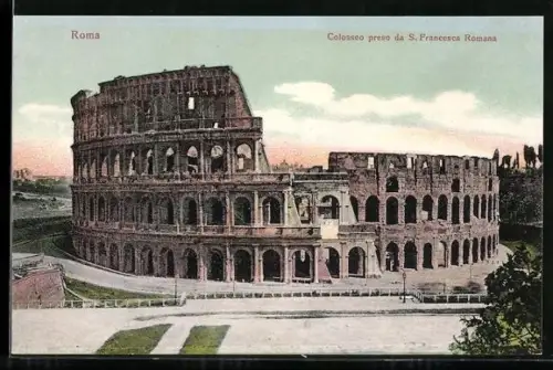 AK Roma, Colosseo preso da S. Francesca Romana