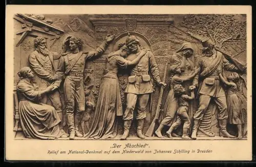 AK National-Denkmal auf dem Niederwald, Relief von Johannes Schilling, Der Abschied