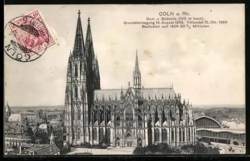 AK Köln a. Rh., Dom, Südseite, Erbaut 1880