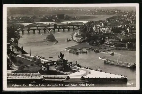 AK Koblenz /Rh., Deutsches Eck und Brücke
