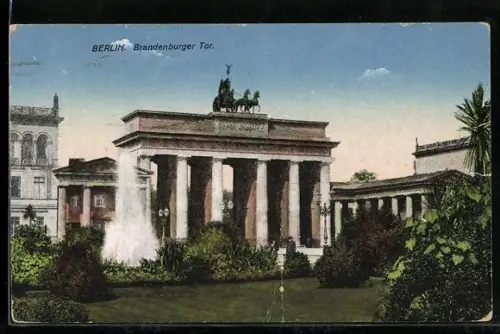 AK Berlin, Blick aus den Anlagen zum Brandenburger Tor