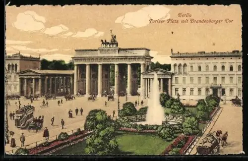 AK Berlin, Pariser Platz mit Brandenburger Tor
