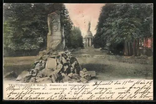 AK Detmold /Teutoburger Wald, Bismarck- und Hermannsdenkmal
