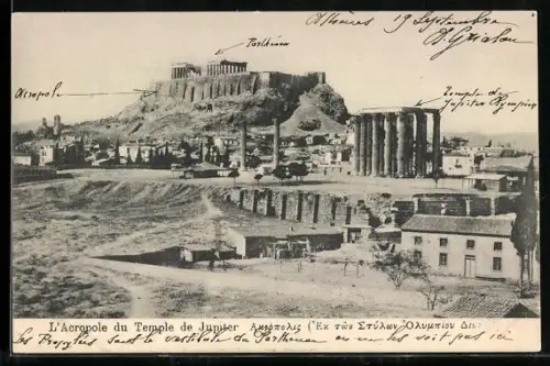 AK Athènes, L`Acropole du Temple de Jupiter